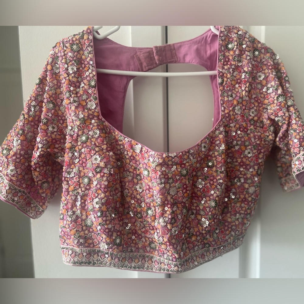 Pink Lehenga Set With Detailed Embroidery - Picture 4 of 6